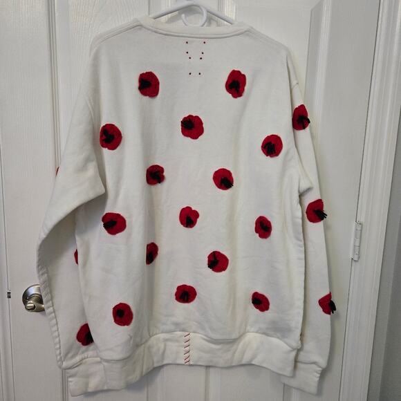 One432 Poppy Swestshirt Sz Large Handmade in Pakistan Artisan Artsy Indie - Picture 2 of 8
